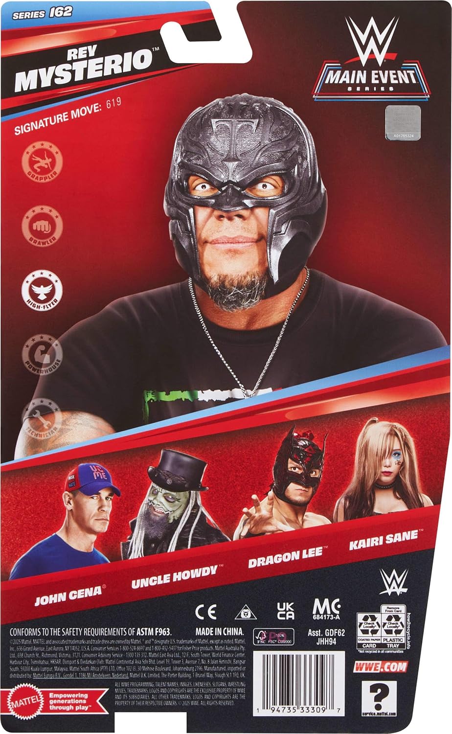 Mattel WWE Rey Mysterio Action Figure, Main Event Series #162, 6-inch Collectible Superstar with 104 Articulation Points & Life-Like Look