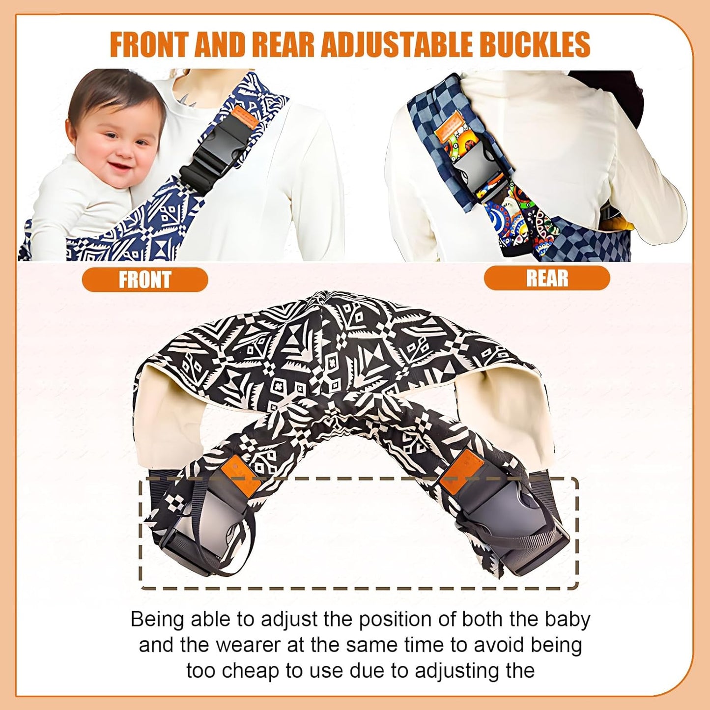 Baby Sling Carrier,Toddler Carrier, 2024 New Baby Carrier Newborn to Toddler,Portable Lightweight Non-Slip Hip Seat Carrier 10-30lbs(Black)