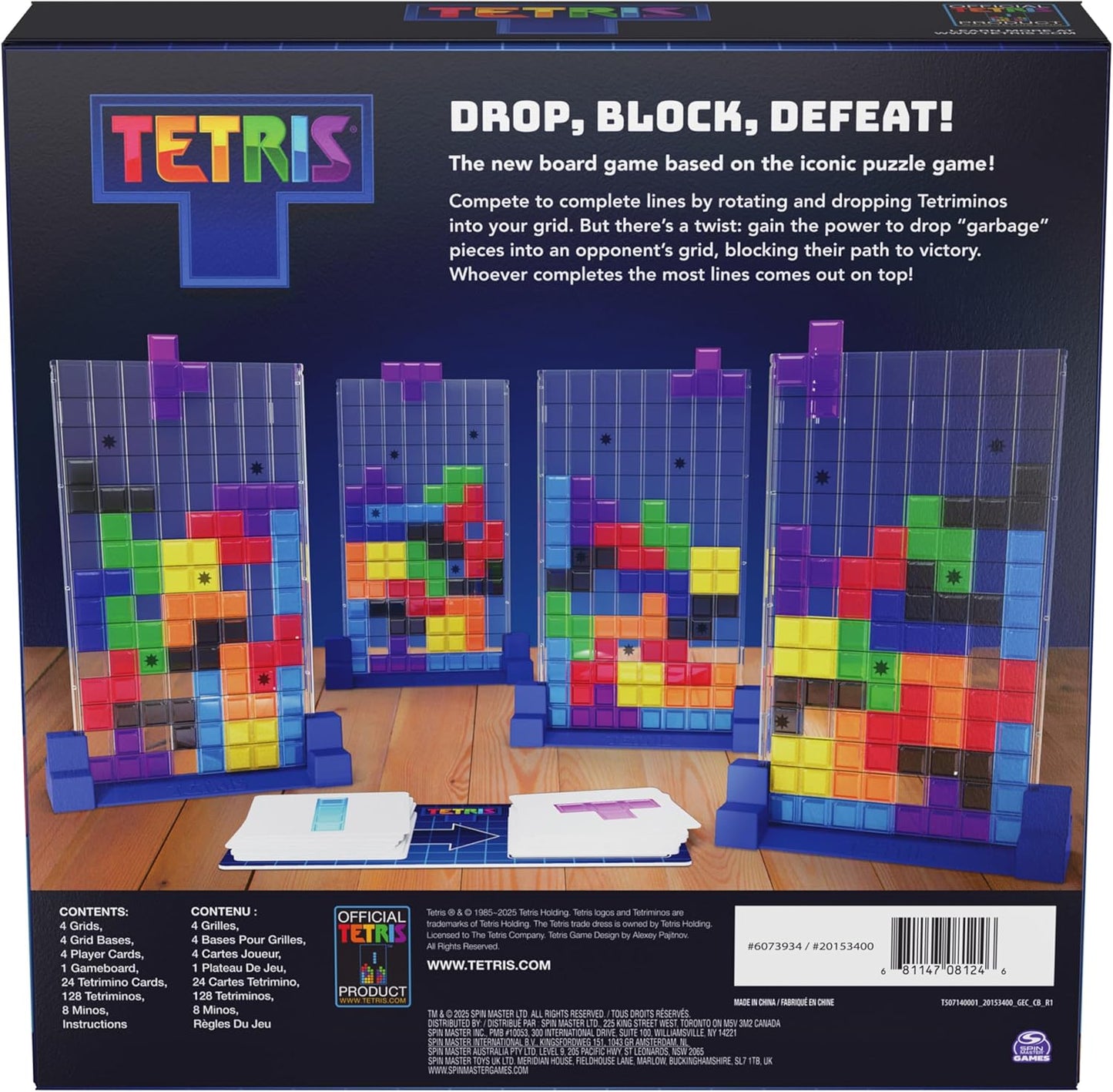 Spin Master Games, Tetris: The Board Game, Play the Classic Puzzle Game Tetris in Real Life, Multiplayer Head-to-Head Puzzle Challenge, 2-4 Players, Easter Gift, Ages 8 & Up