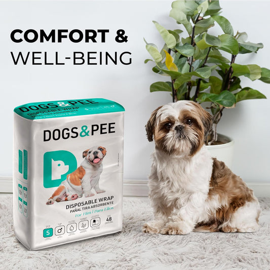 Dog´s Care – Disposable Hygienic Diaper for Male Dogs – Ultra-Absorbent, Comfortable – 6 to 8 Hours Protection – Size S – 13 to 21 inches – 48 Units
