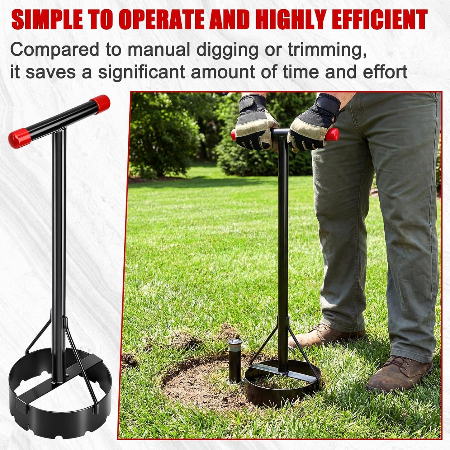 Sprinkler Donut Cutter 7 Inch Grass Trimmer Sod Cutter for Sprinkler Heads Steel Vinyl Coated Handle Efficient Lawn Care Tool for Precise Grass Cutting Around Sprinklers