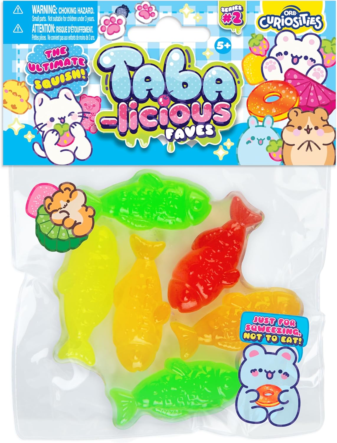 ORB Tabalicious Faves TABA Squishy Food Gummy Fish Candy Toy - Soft, Sticky Play Food TABA Squishies to Squish, Squeeze - Fun Stress Relief - Kawaii Sensory Fidget Toys and Gifts for Kids and Adults