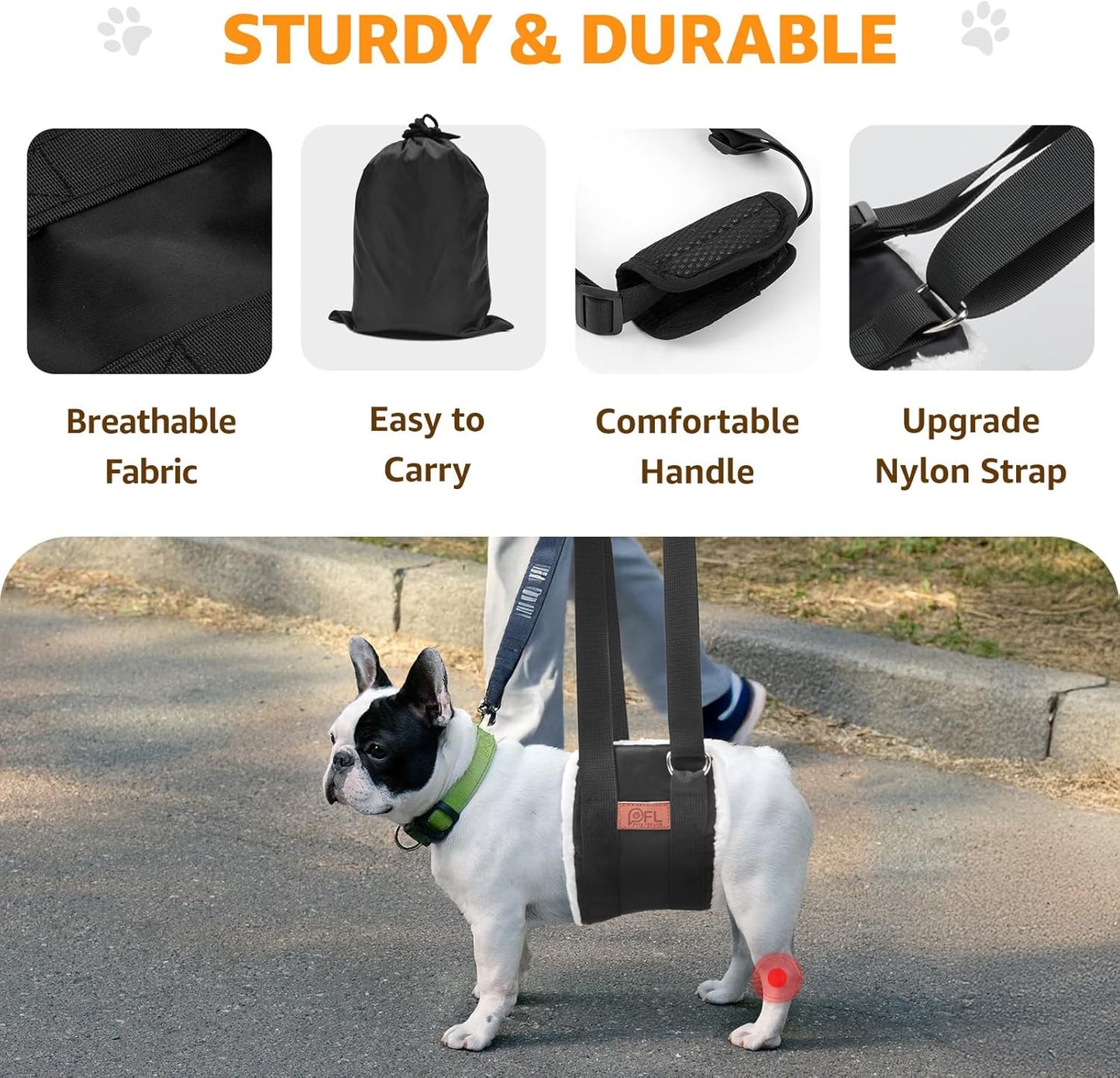 Adjustable Dog Lift Harness, Dog Sling for Large Dogs Lift Support and Rehab Harness for Weak Rear Legs, Soft Hind Leg Support Helps Senior, Injured, Disabled and After ACL Surgery Dogs(Black,Small)