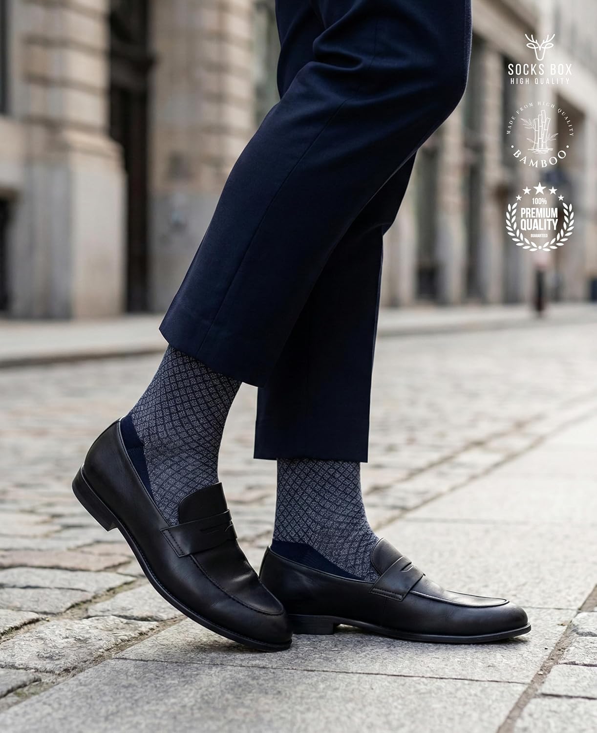 Mens Dress Socks, Premium Bamboo Rayon Socks for Men, Patterned, Elegant Design, 5/10 Pack, Gift Box