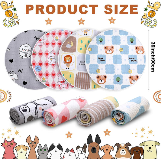 4 Pack Whelping Pads for Dogs,Waterproof Round Whelping Pads Reusable Pet Pee Pads Washable Puppy Training Pad Whelping Floor Pad Whelping Box Supplies for Dogs (36in,Round), 48in