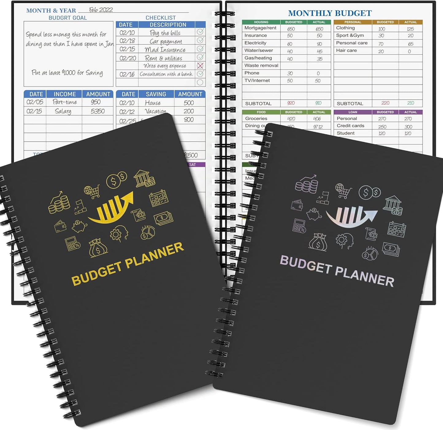 Budget Planner - Monthly Finance Organizer with Expense Tracker Notebook to Manage Your Money Effectively, Undated Finance Planner/Account Book, Start Anytimem,A5(8.6x5.9 inchs),100gsm Paper - Silvery