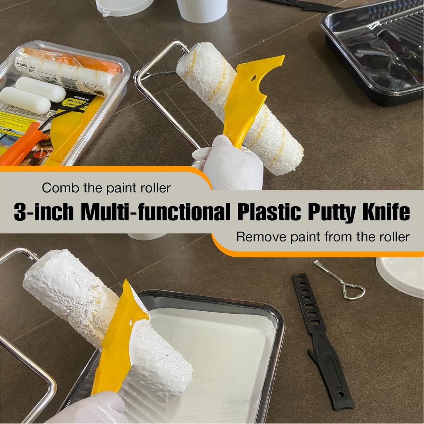 King Origin 18 Pcs Paint Roller Kit - 9" & 4" Paint Roller Covers, Paint Tray with Liners, Brush, Scrapers & Tools | All-in-One Painting Supplies for Walls, Ceilings, DIY Home | Paint Kit for House