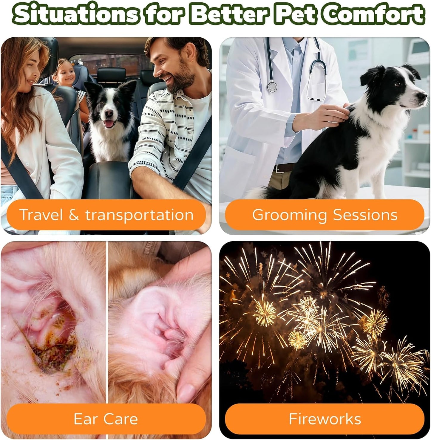 Dog & Cat Calming Band Cat Anxiety Relief Cover,Double Layer Thickened Pet Ears Elastic Neck Band Noise Cancelling Ear Muffs for Anxiety Relief/Noise Protection,Grooming,Thunder,Fireworks