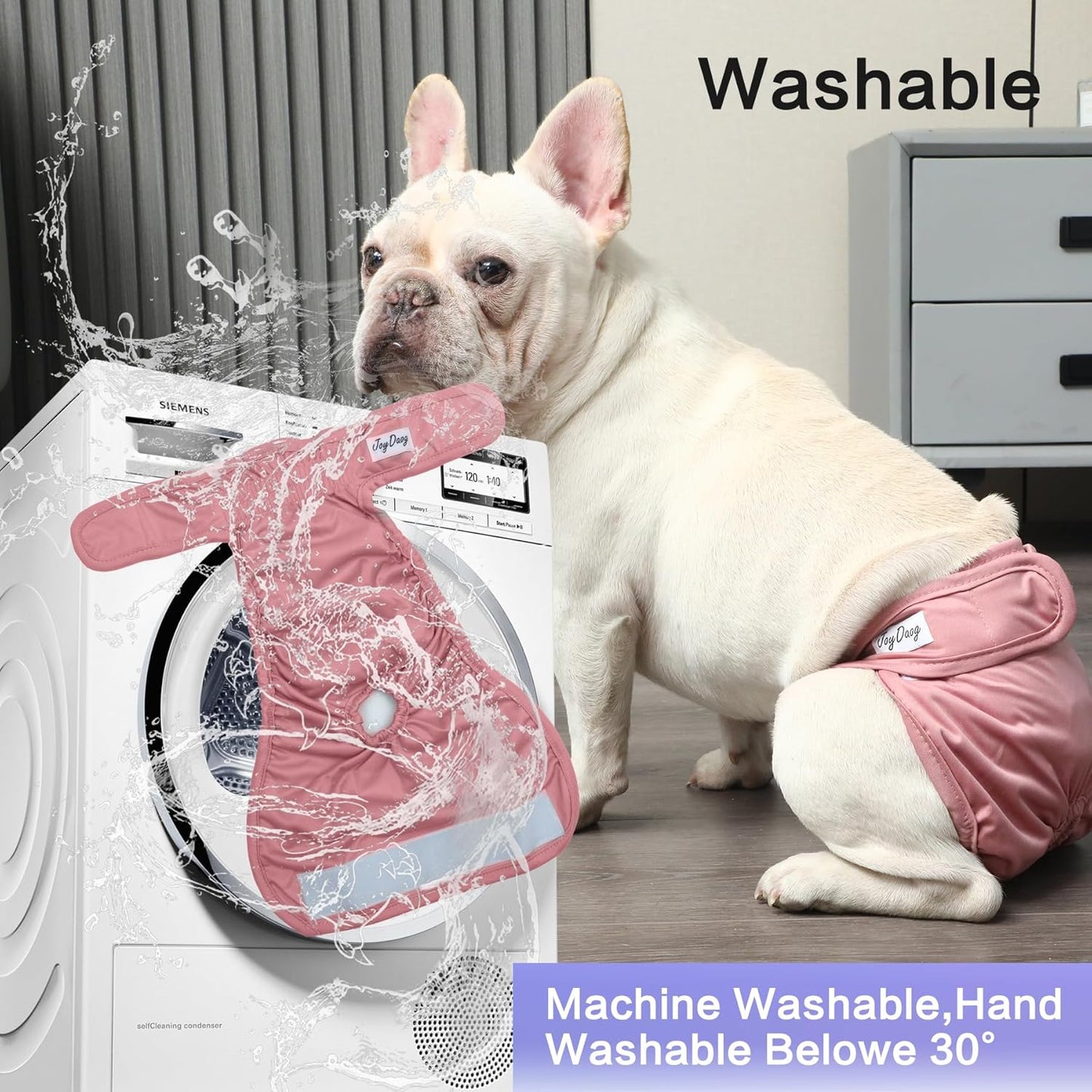Female Dog Diapers for Small Dogs,4 Pack Reusable Washable Premium Puppy Diapers for Heat,Incontinence,Period Doggy Nappies,S