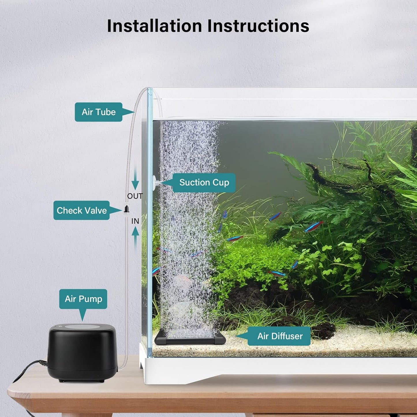 hygger Fish Tank Bubbler, Aquarium Air Stone with Special EVA Material, Air Bubbler for Nano Air Pump Fish Tank Small Bucket and Hydroponics