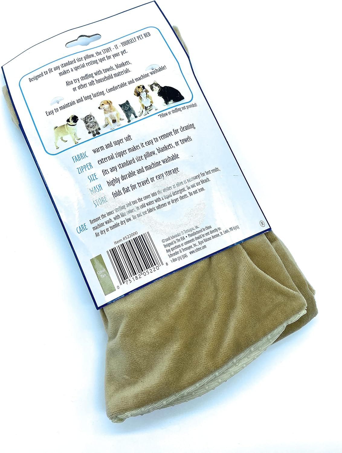 ST Pet 522001 Stuff It Yourself Removable Bed Cover for Small or Medium Pets, Washable, 20 Inch x 30 Inch, Tan