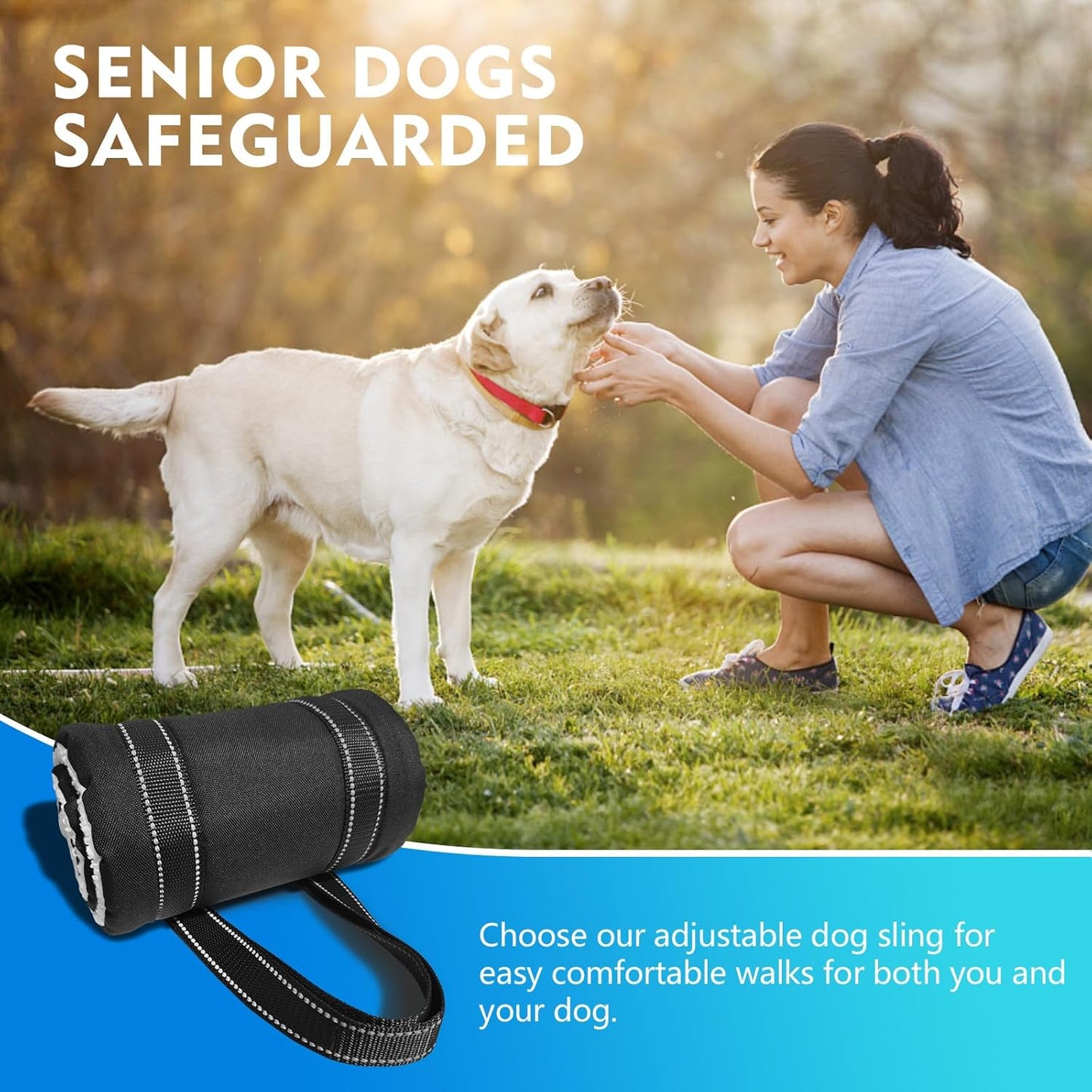 2 Pack Medium Dog Adjustable Lift Harness Sling Lift Support for Weak Rear Legs Knee Brace Leg Support for Senior Disabled and After ACL Surgery Dogs Sling with Knee Brace