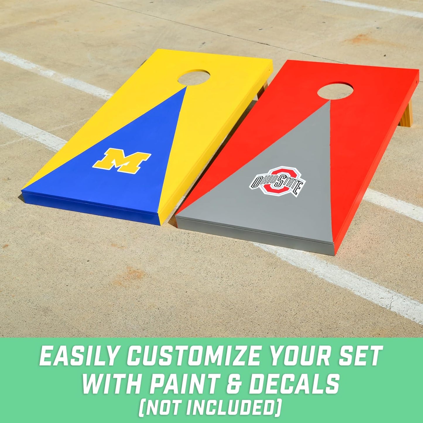GoSports 4 ft x 2 ft Regulation Size Wooden Cornhole Boards Set with Light Brown Finish - Includes Carrying Case (Choose Your Colors)