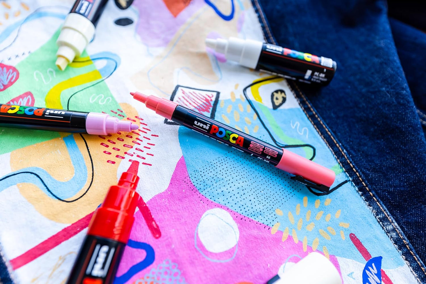 Posca Paint Markers, 5M Medium Acrylic Markers with Reversible Tips, Artist Recommended For Gifts, Fabric, Metal, Glass, Wood and Canvas, Assorted Colors, Set of 8