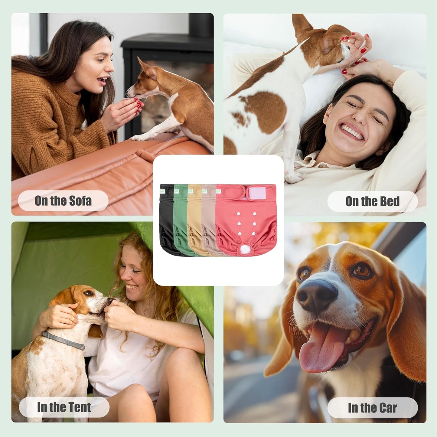 wegreeco Female Dog Diapers, Washable Reusable Pet Puppy Doggie Diapers for Small Medium Large Female Dogs in Heat Period, Doggy Period Panties Small