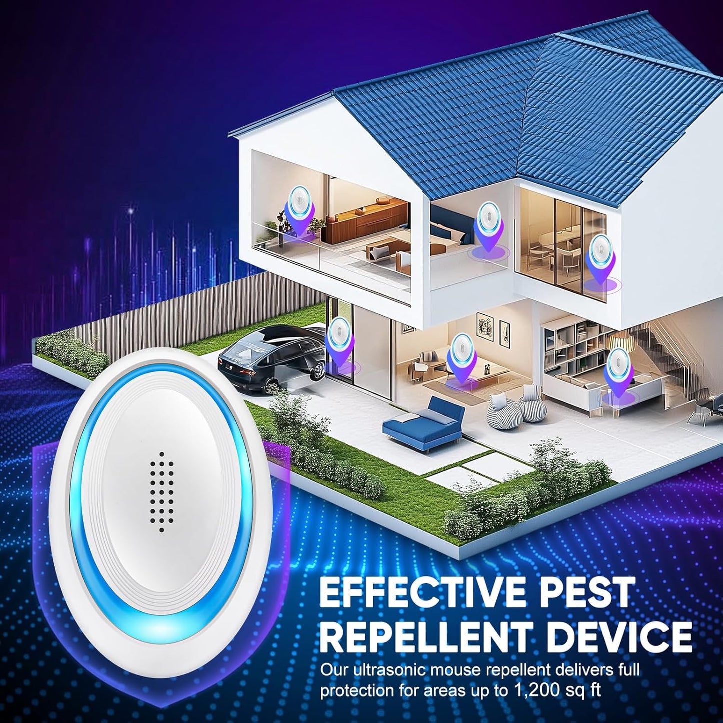 Ultrasonic Pest Repeller Indoor Ultrasonic Repellent, Mouse Repellent for Roach, Rodent, Mouse, Mosquito, Mice, Spider, Ant, Bugs Electronic Plug-in Pest Control 6 Pack
