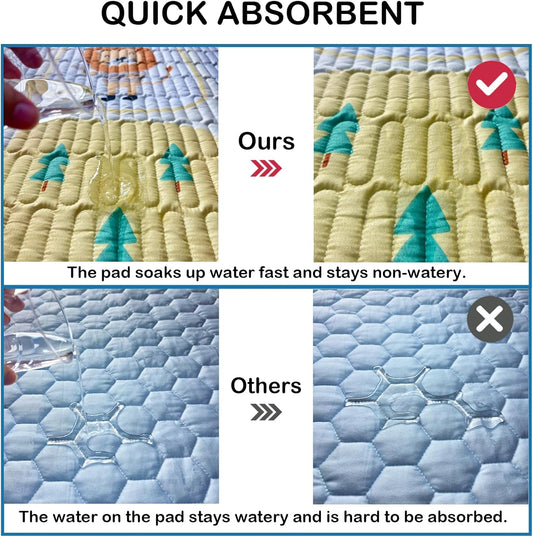 Washable Pee Pads with 4 Clips,39"x39",2-Pack,Quick-Absorbent Leakproof Non-Slip Reusable,for Potty Training&Disabled Dog,Fits 36" 4-Panel Playpens,Beds,Cars&Sofas,(Playpen Not Included)