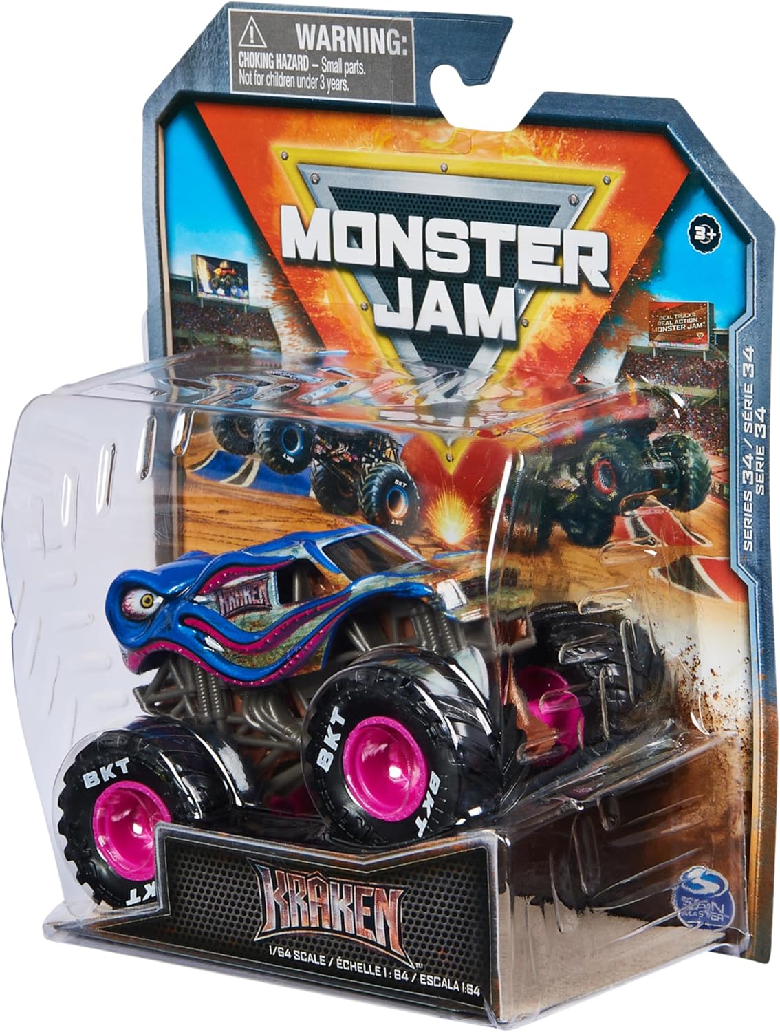 Monster Jam, Official Kraken Monster Truck, Die-Cast Vehicle, 1:64 Scale, Kids Toys for Boys Ages 3 and up
