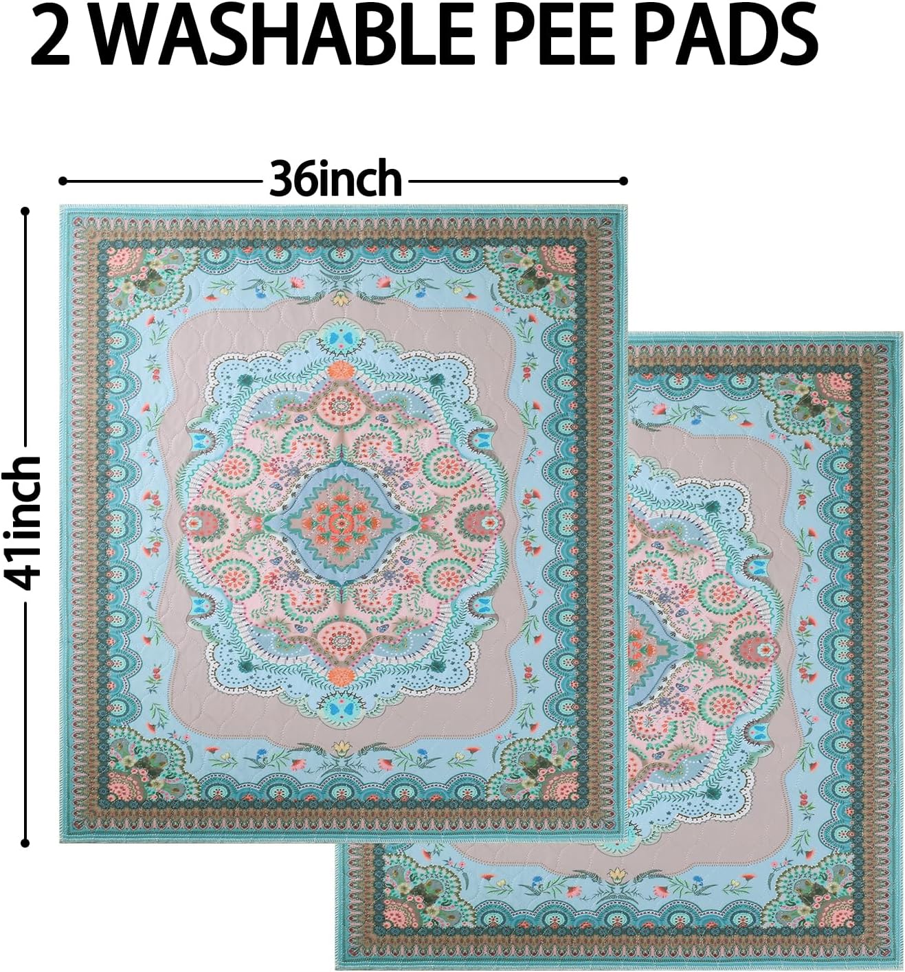 Washable Pee Pads for Dogs, 36"x41" 2 Pack Reusable Puppy Pads Pet Training Pads, Super Absorbent, 100% Waterproof Dog Pee Pads, Whelping, Housebreaking, Incontinence, for Playpen