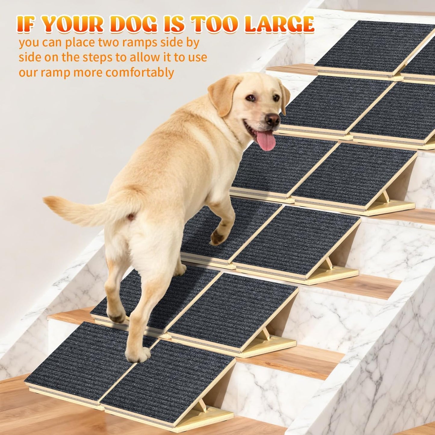 TNELTUEB 4 Pack Upgraded Dog Ramps for Stairs, Adjustable Stair ramp for Dogs,Portable Dog Stairs with Mat for Small Dogs and Cats, Non-Slip Pet Steps for Elderly or Injured Pets