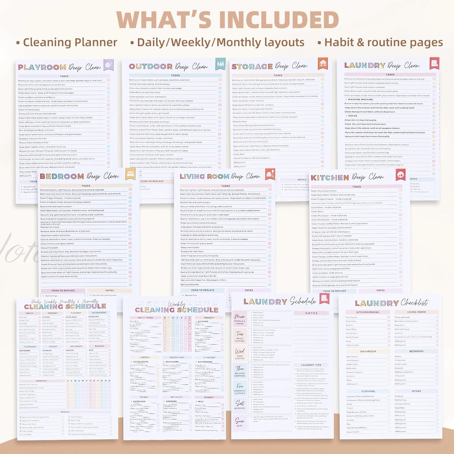 PGJ ADHD Cleaning Planner for Adults β Undated Daily, Weekly & Monthly Cleaning Schedule & Checklist β Household Chores Organizer Notebook for Home Management, Routine Tracking Family Cleaning Tasks