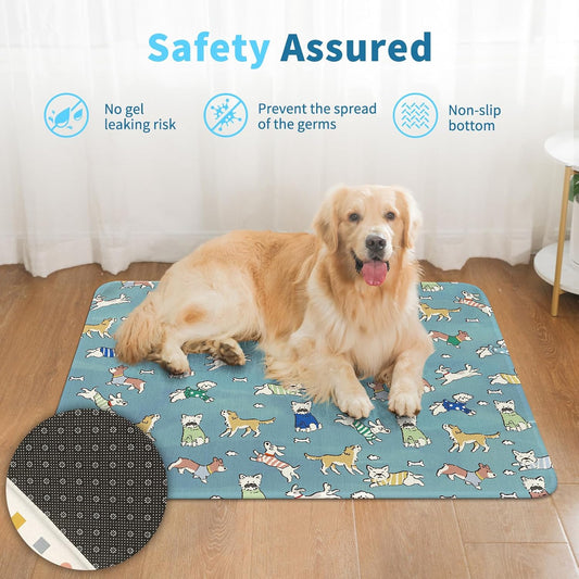 Pets Cool Mat, Washable and Portable Self Cooling Gel Pad for Dogs Cats to Prevent Heat, Blanket Sleeping Kennel Mat Suitable for All Types of Pets (Small)