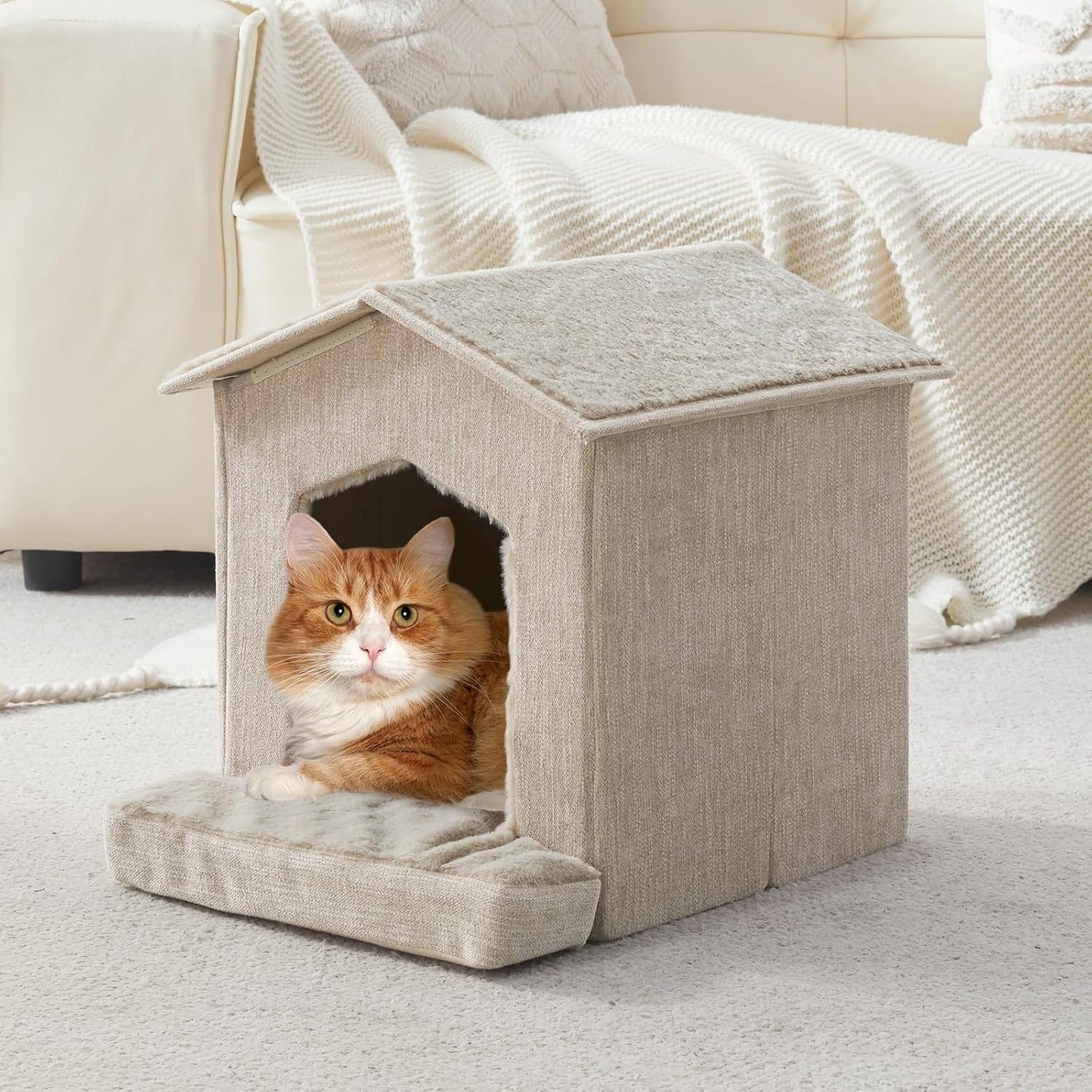 Cat Beds for Indoor Cats,Large Cat Houses for Cats,Small Dogs,Cat Cave with Orthopedic Cushion,Foldable Cat Condos,Hideaway,Shelter,Cat Tent for Small and Medium Pet Bed