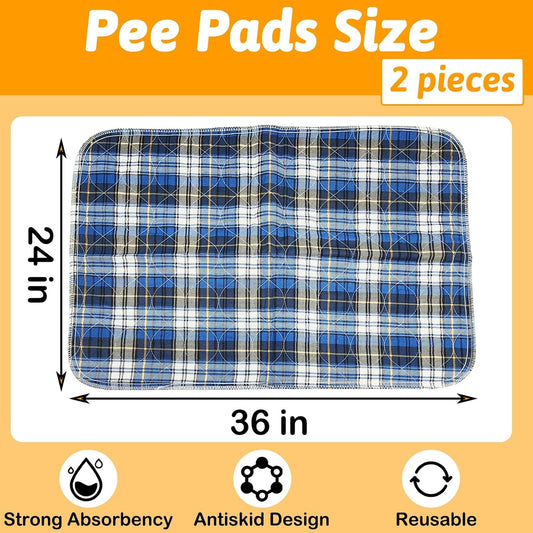 kathson 2 Pcs Rabbit Cage Liner, 24”x36” Washable Reusable Bunny Pee Pads Waterproof Bedding Pee Mats for Guinea Pig Hamster Cat Puppy Chinchilla Ferrets Small Animals