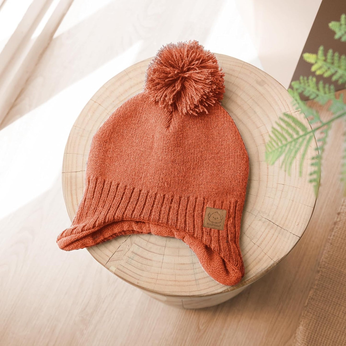 Baby Beanie Winter Hat 6-36 Months - Cute Pom Winter Baby Hats with Earflaps, Soft & Stretchy Knit Toddler Beanies for Infant, Newborn 6-36 Months Boys, Girls, Cozy, Warm Fall Essentials (Tea Rose, M)