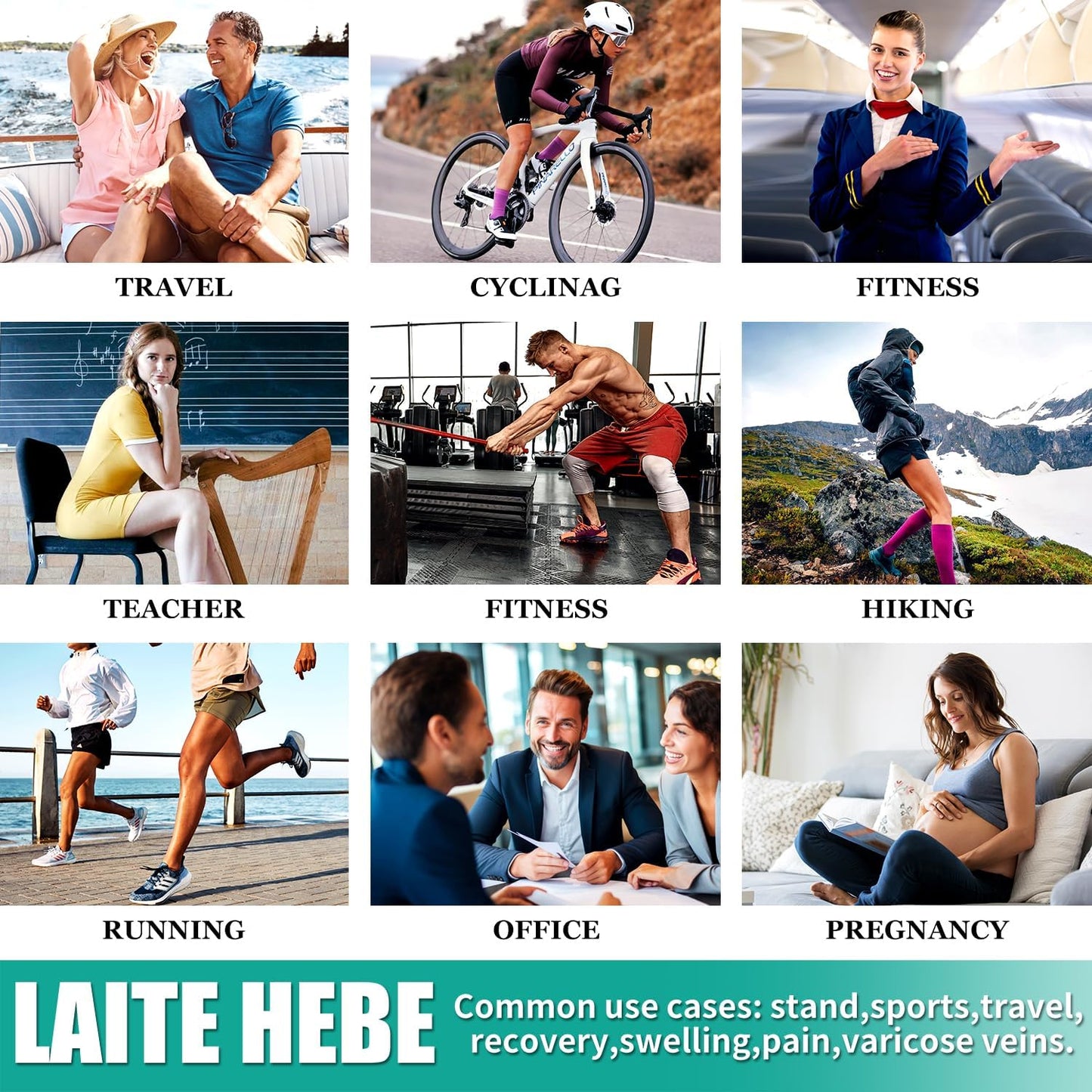 Laite Hebe 3 Pack Compression Sock-Compression Sock For Women and Men Circulation -Best for Running,Athletic Sports