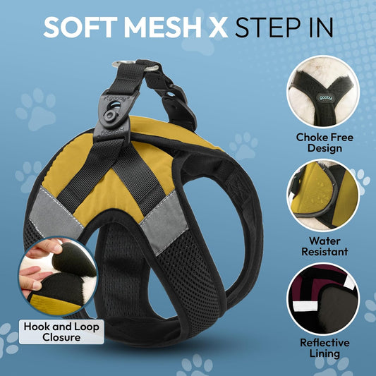 Gooby Soft Mesh X Step in Dog Harness - Yellow, X-Small