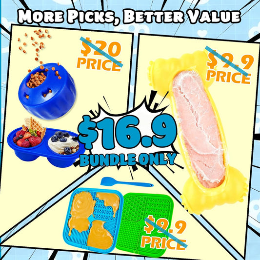 6 Value Pack Enrichment Toys for Dogs Lick Mat, Frozen Bone Power Chew & Frozen Dog Puzzle Toy, Treat Dispensing Slow Feeder Dog Enrichment Toys to Keep Them Busy for Stimulating & Cognitive Toys