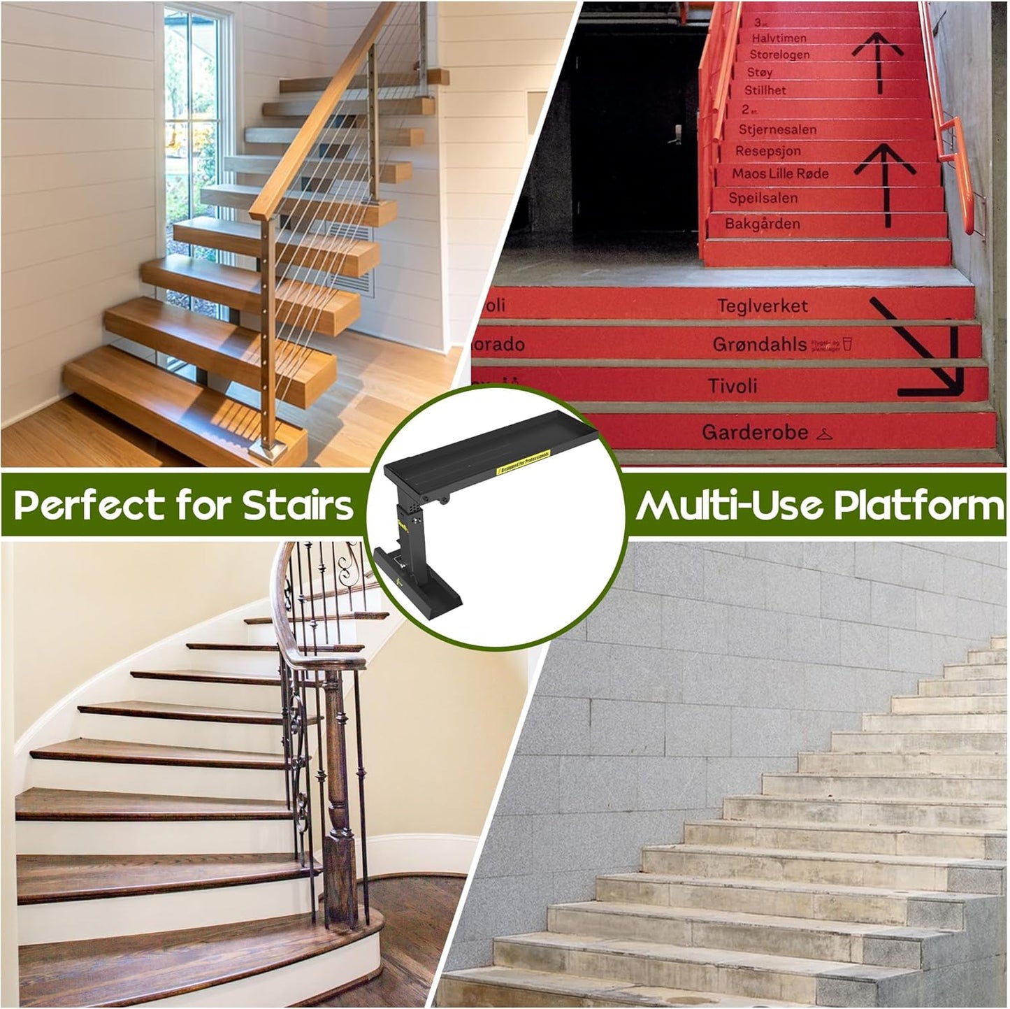 Foldable | Heavy-Duty Ladder Extender Pro, High Strength Steel Material Design Ladder Extension Pro for Stairs w/Non-Slip Mat, 9.5-15" Adjustable Height, Applicable Feet Spacing 25"
