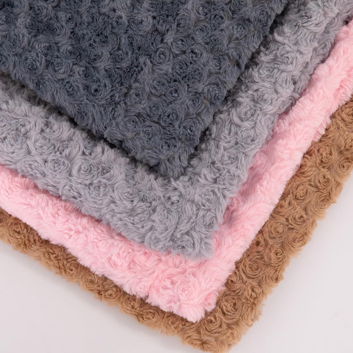 Faux Fur Dog Bed Covers – Ultra Soft Rose Velvet, Removable & Washable, Cozy & Durable,Large Pet Bed Cover Only (No Filling) – Gray, (Rose Velvet Gray, 36" L x 24" W x 4" Th)
