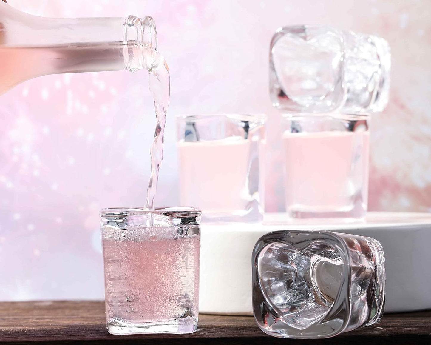 Heart Shaped Shot Glasses Cute Bar Cart Accessories | Bar Cart Decor 2oz (6, Clear)