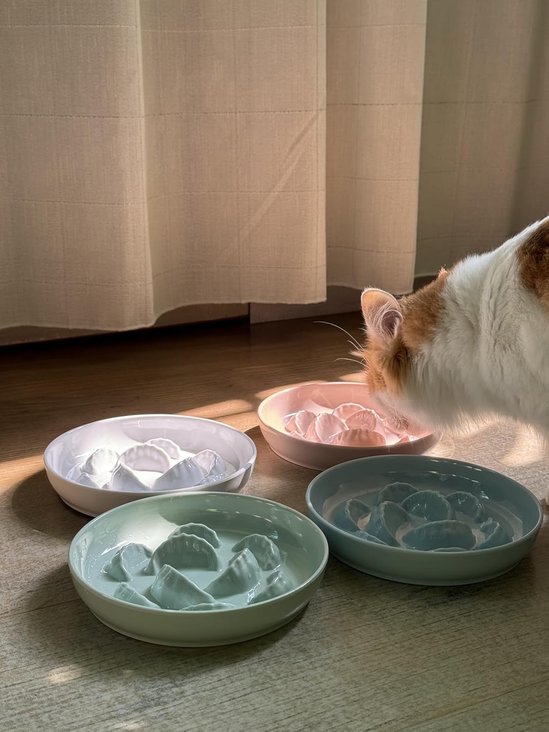 Unbreakable Slow Feeder Bowl - Melamine Puzzle Cat Bowl for Healthy Eating - Cat Feeder for Wet & Dry Food- Dishwasher Safe & Non Slip Design - 6.3''W x 1.2''H - 7 oz - White