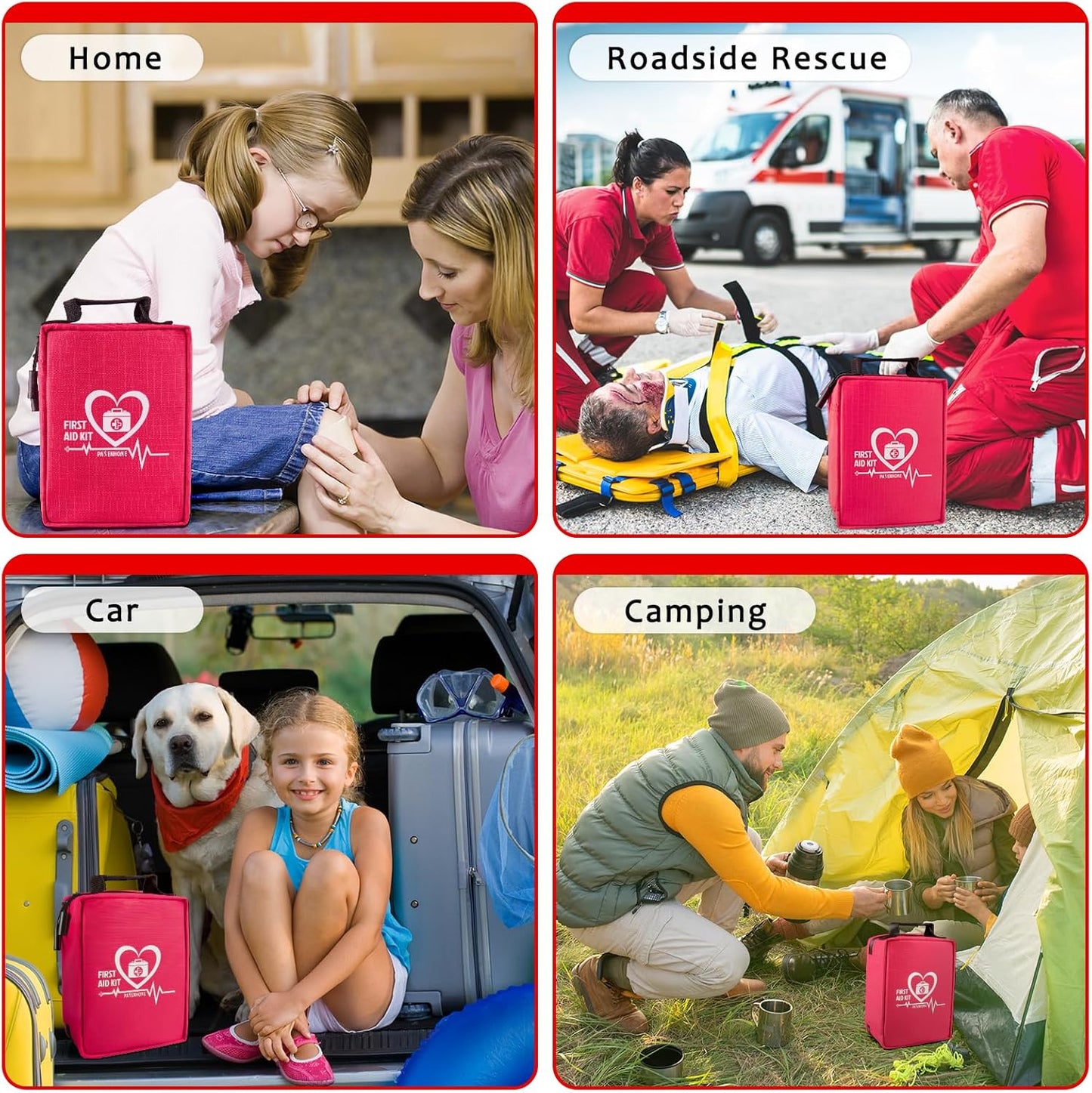 First Aid Kit, Trauma First Aid Kits with Labelled Compartments Molle System, Professional Emergency Kits for Home, Office, Car, Outdoor, Hiking, Travel, Camping