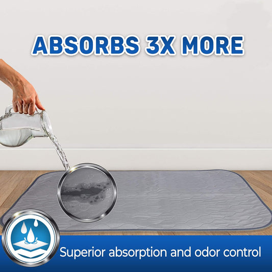 Pet Magasin Highly Absorbent Reusable Washable Pet Pads for Crate or Training with Waterproof Bottom (Pack of 3) (Pack of 3) (Grey, 27x16 Inch)