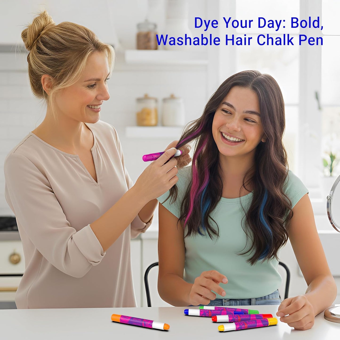 Desire Deluxe - Girls Gifts Hair Chalk 10 Temporary Non-Toxic Easy Washable Hair Dye Colourful Pens
