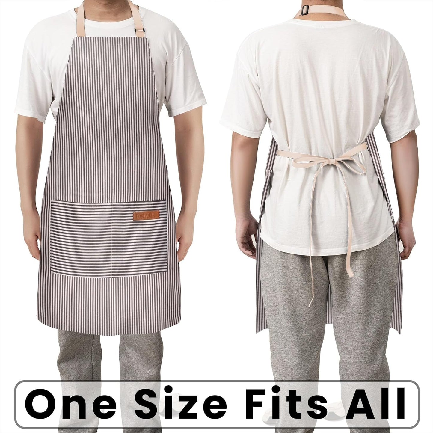 Adjustable Bib Apron with 2 Pockets Chef Cooking Kitchen Restaurant Aprons for Women Men