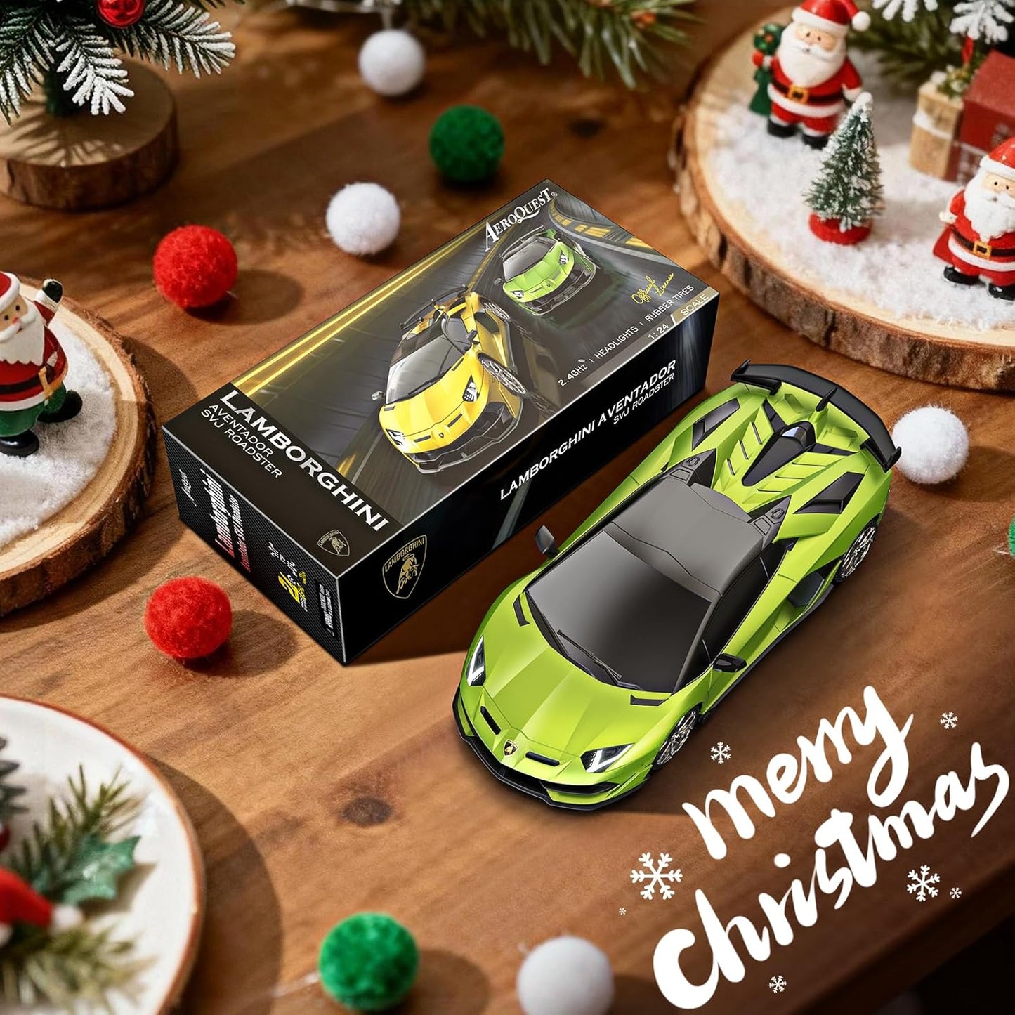 Lamborghini Remote Control Car, 1:24 Scale Electric Sport Racing Hobby Toy Car Lamborghini Model Vehicle for Boys Girls Birthday Gifts, Green