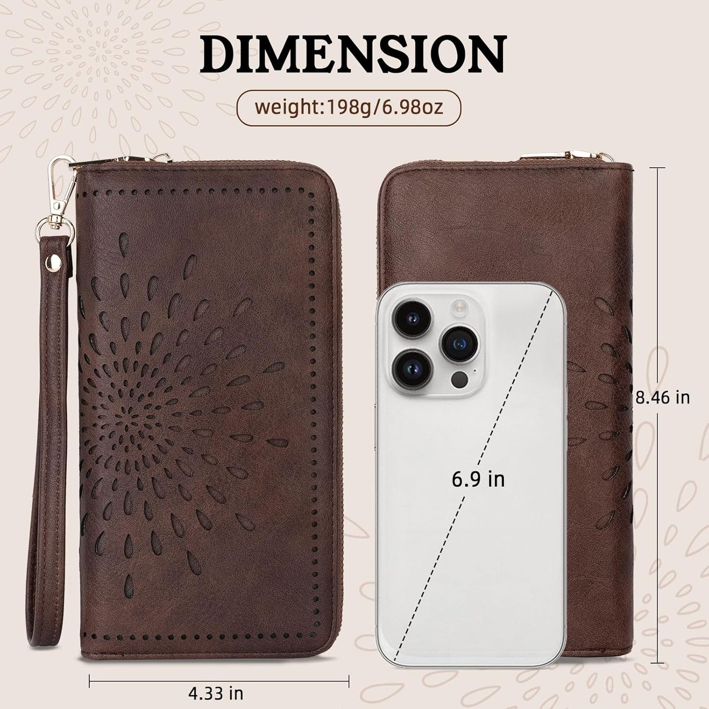 APHISON Wallet Women Large Capacity Clutch Purse For Ladies Card Holder RFID Wristlet Phone Zipper Coin Travel Pocket