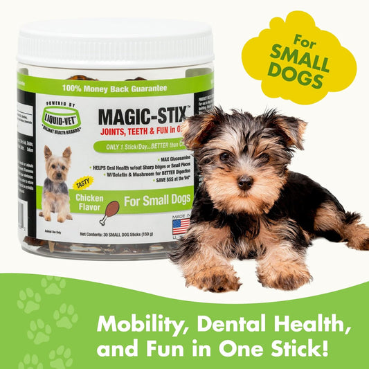 LIQUID-VET Magic-STIX™ Joints, Teeth & Fun in One – Small Dog – Chicken Flavor – Month Supply – Made in USA