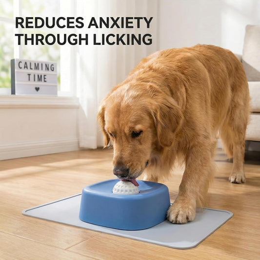 Slow Feeder Dog Bowls Lick Bowl with Rolling Ball for Liquid Treats - Interactive Dog Puzzle Toys for Boredom & Anxiety Relief, Spill-Proof Licking Mat Alternative for Large Medium Small Dogs (Black)
