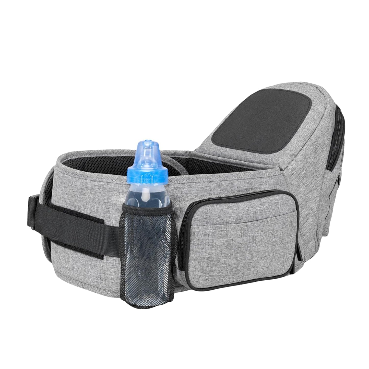 Tushbaby Original Hip Seat Baby Carrier for Babies & Toddlers up to 45 lbs, Safety Certified, Lightweight No-Foam Design with Storage, Grey
