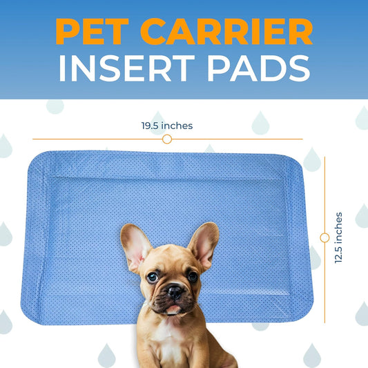 Skywin Pet Carrier Pads, 2 Pack Cat Carrier Pad Insert 19.5" x 12.5", Disposable Small Cat Carrier Liner Pad, Puppy Training Pads(Blue)