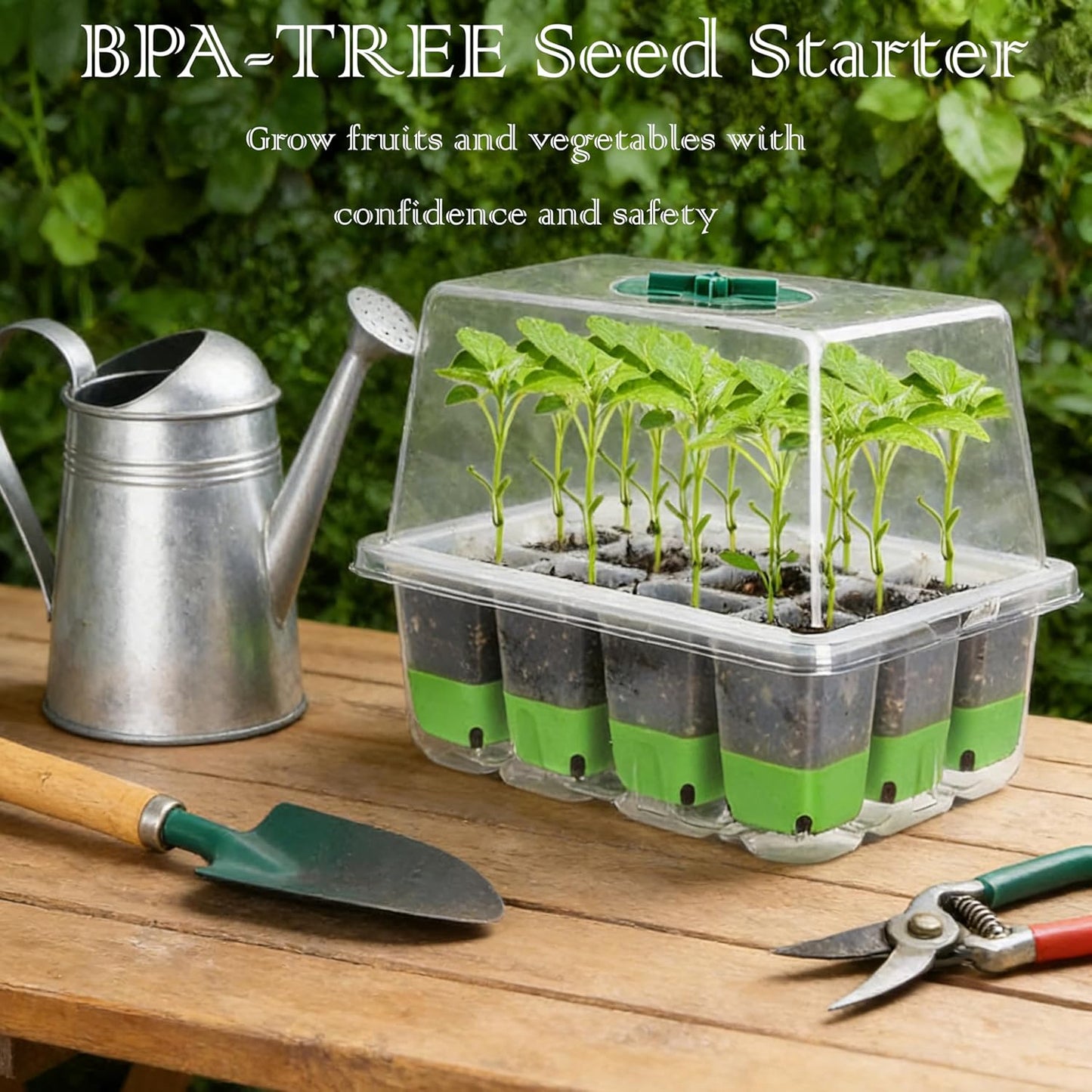 Reusable 60Cell Seed Starter Trays With Humidity Dome & Lids - 60 Cells, Flexible Pop-Out Design, BPA-Free Silicone Seedling Kit for Indoor Gardening, Greenhouse Planting, Dishwasher Safe