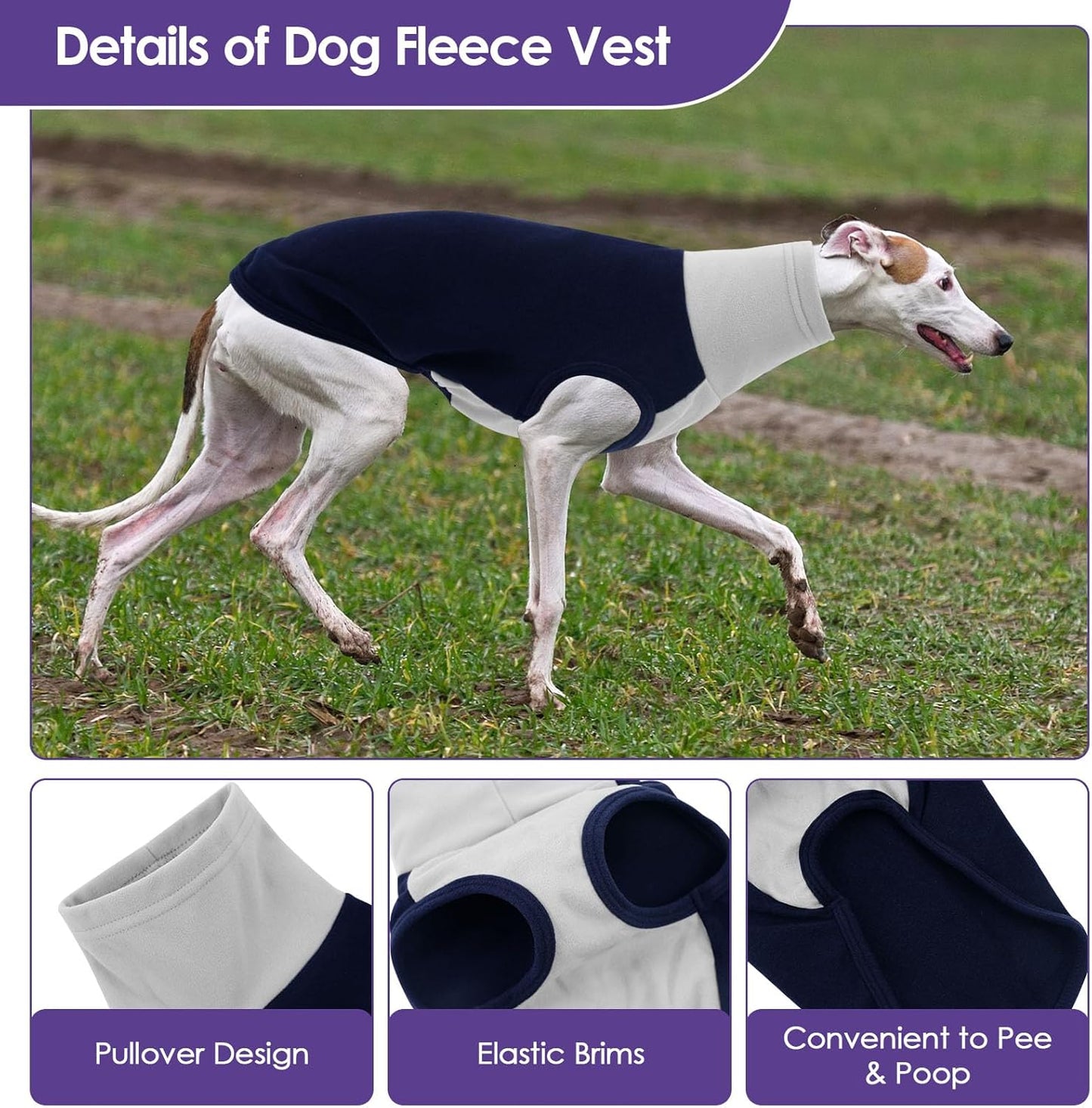 SUNFURA XXXL Dog Sweater - Warm Fleece Dog Sweater, Stretch Pullover Vest with Turtleneck for Extra Large Dogs, Soft Sweatshirt Jumpsuit for Labrador, Golden Retriever, Navy Blue 3XL