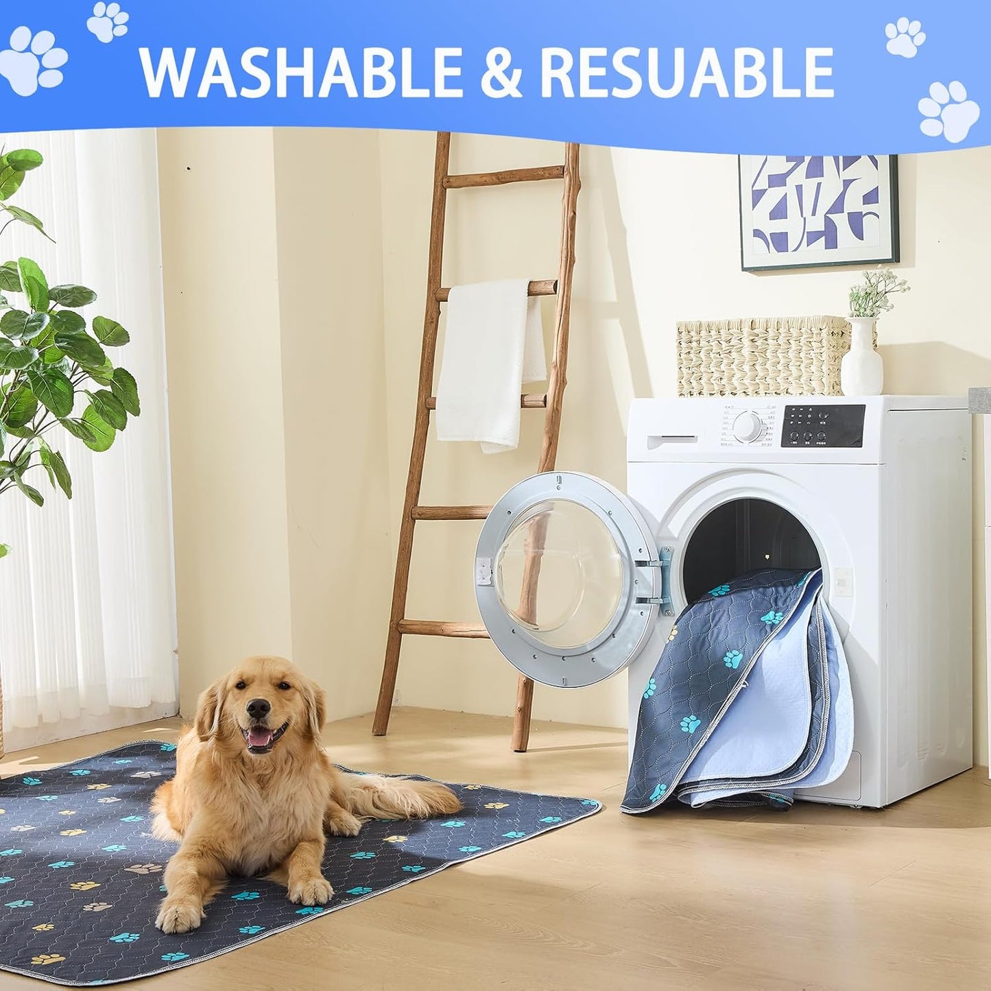 Aitmexcn Washable Puppy Dog Pee Pad, 2PCS 100% Waterproof Whelping Training Mat for Puppy/Senior Dog, Fast Drying Reusable Puppy Pads for Indoor, Outdoor and Car Travel- 24'' x 36''