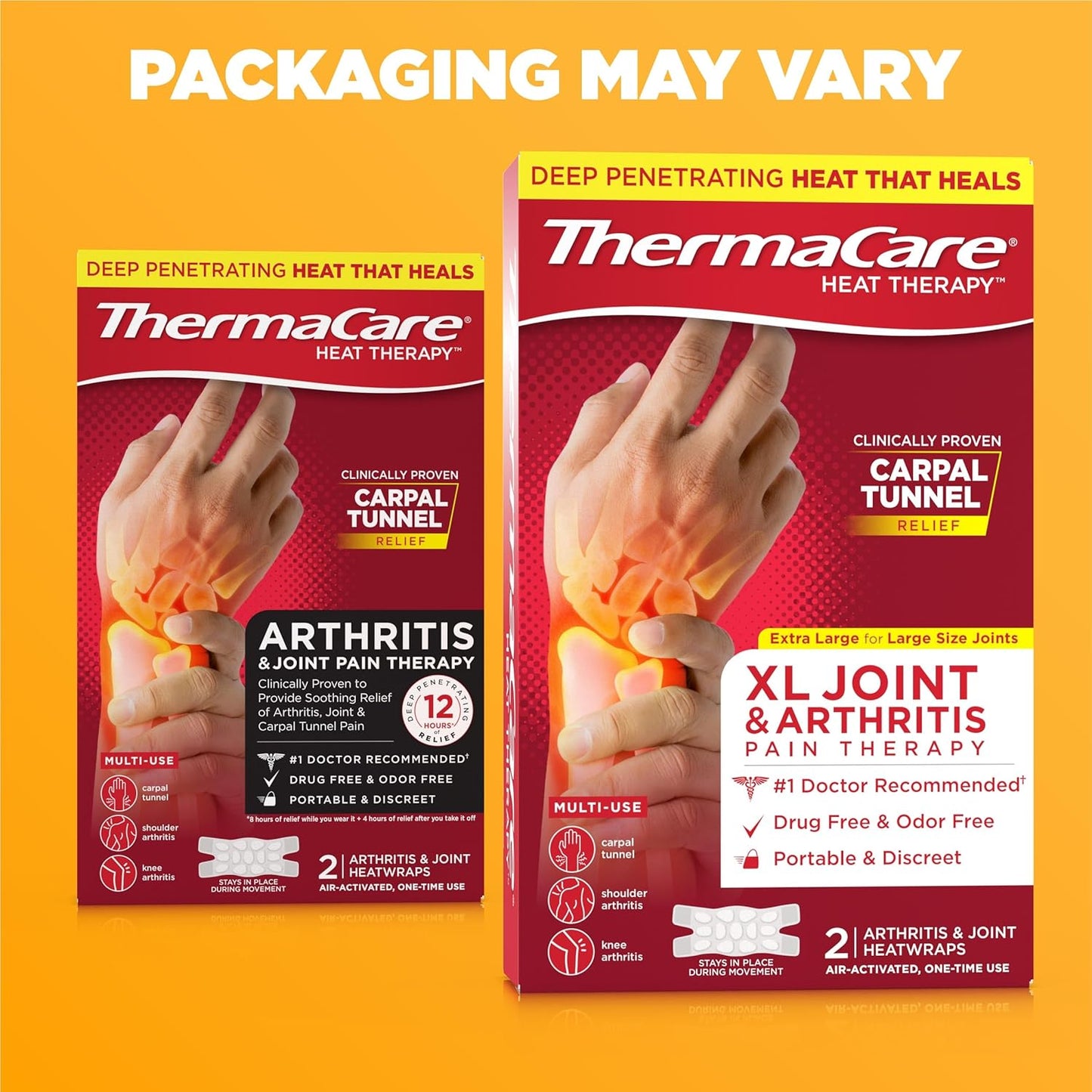 ThermaCare Arthritis Heat Wraps - Targeted Joint Pain Relief for Hands, Wrists, & Knees - 8-Hour Therapeutic Heat Therapy - Flexible, Discreet, & Portable - Drug-Free (6-Count)